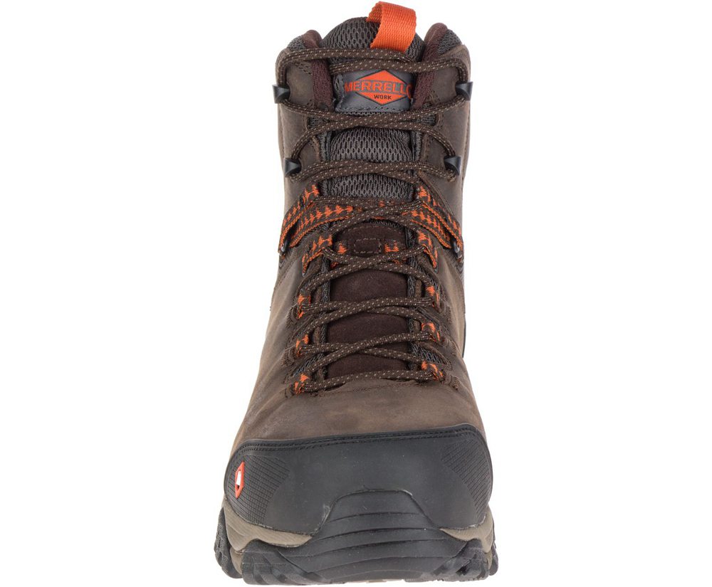 Merrell Boots Brown - Phaserbound Mid Waterproof Comp Toe Wide Width - Mens 78DWRVEBY